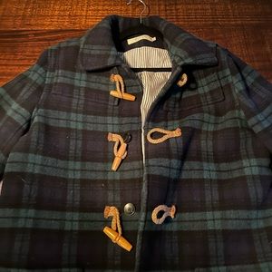 Plaid pea coat, shades of grey by Micah Cohen